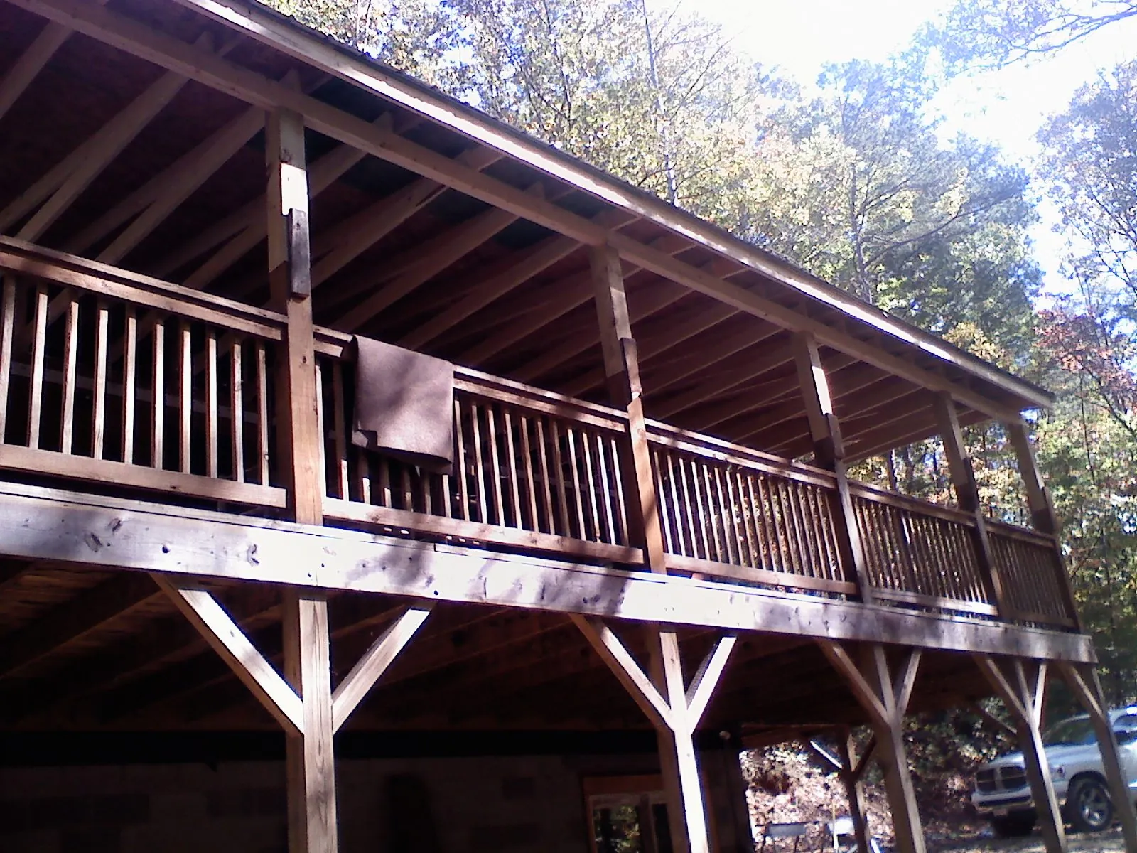 Timber framing under a new elevated porch and deck — Roof Leak Repair in Troutdale by Roofing Brothers